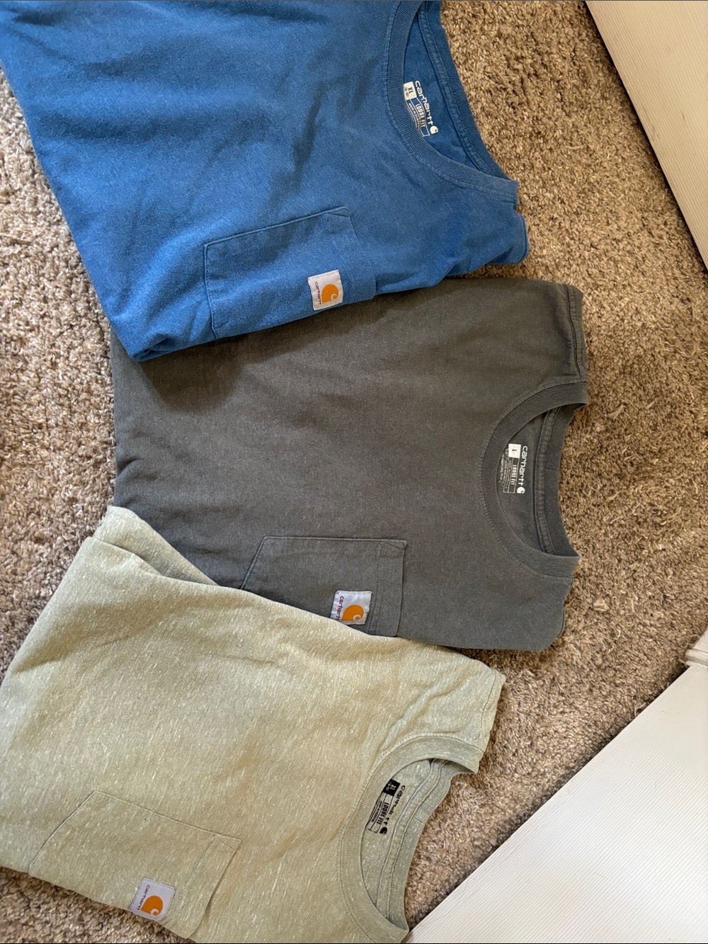 Carhartt Men’s Pocket T-Shirt Bundle 3-Pack XL & L Blue Gray Green